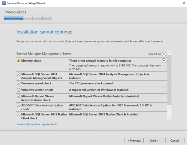 SCSM Requirements