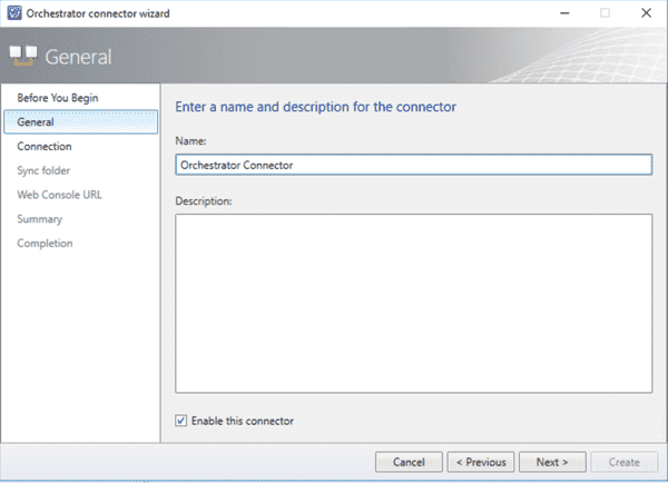 Service Manager Orchestrator connector wizard