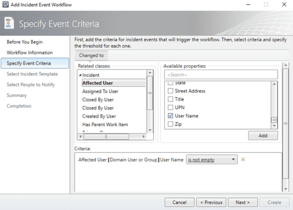 Specify Event Criteria configuration for email templates